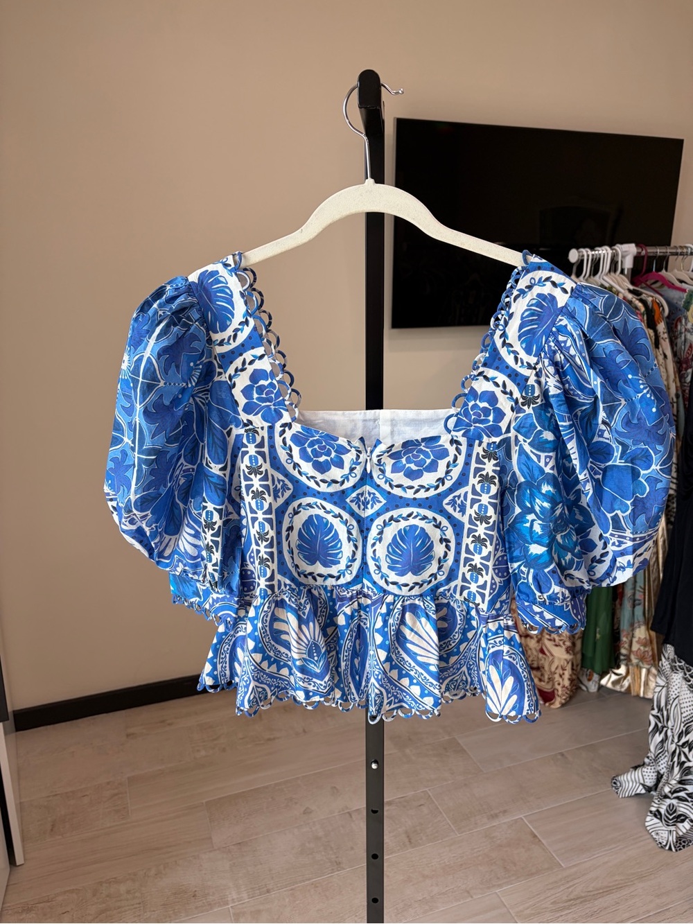 Farm Rio: Blue Tile Dream Short Sleeve
Blouse - Picture 9 of 10